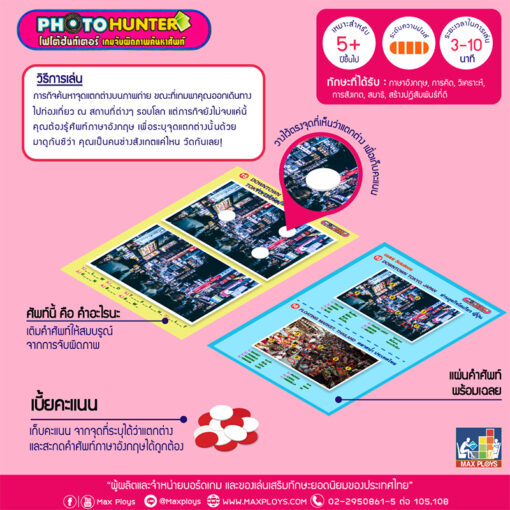 วิธีการเล่นเกมโฟโต้ ฮันเตอร์ PHOTO HUNTER เกมจับผิดภาพเหมือน ค้นหาคำศัพท์